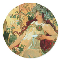 Autumn by Alphonse Mucha Art Nouveau Stickers by ArtNouveauDaz Autumn by Alphonse Mucha Art Nouveau Stickers
