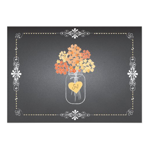 Autumn Chalkboard Wedding Rehearsal Mason Jar Cards