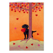 Autumn Color Black Labrador Greeting Cards