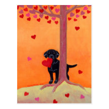 Autumn Color Black Labrador Post Cards