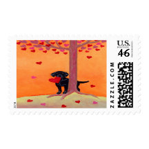 Autumn Color Black Labrador Stamps