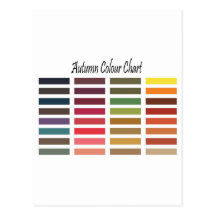 Autumn color chart postcards