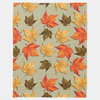 Autumn Color Leafs Pattern Fleece Blanket