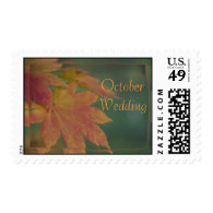 Autumn Colors October Wedding Postage Stamp