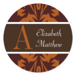 Autumn Damask Custom Last and First Name Sticker