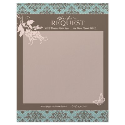 Autumn Damask Letter Head B Customized Letterhead by BridesRequest