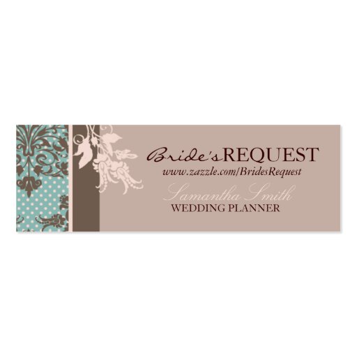 Autumn Damask Skinny Business Card (front side)
