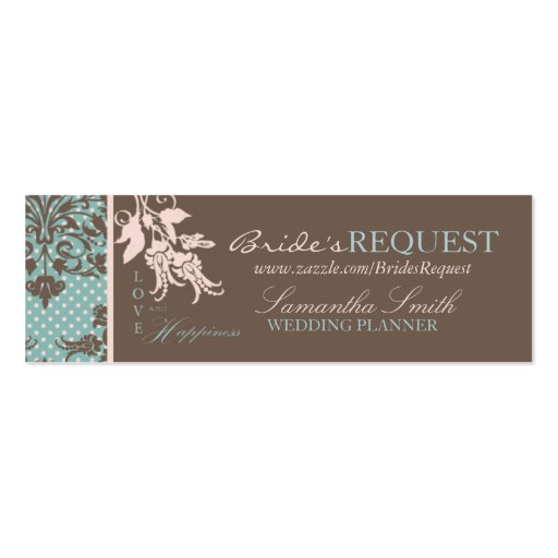 Autumn Damask Skinny Business Card 2 (front side)