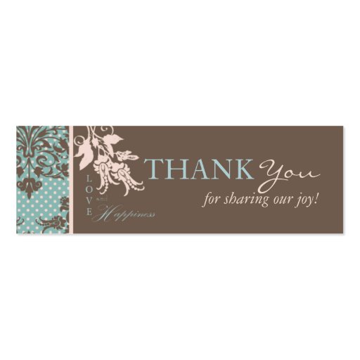 Autumn Damask TY Skinny Card 2 Business Card Templates (front side)