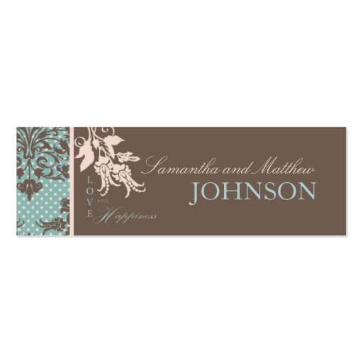 Autumn Damask TY Skinny Card 2 Business Card Templates (back side)