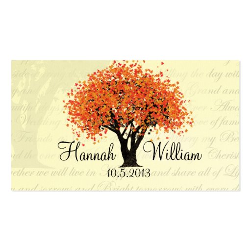 Autumn Dancing Blooms Seating Cards Business Card (back side)