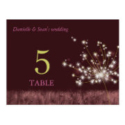 Autumn Dandelion Wedding Table Number Postcards