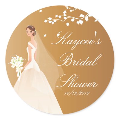 Autumn Dark Gold Bride Bridal Shower Sticker