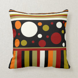 Autumn Earth Tones Stripes Polka Dots Pattern Throw Pillows