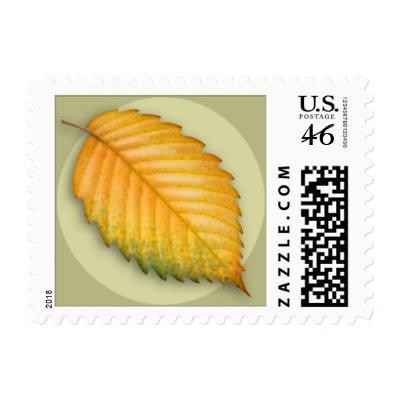 Autumn Elm Leaf Postage by jamieco