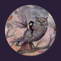 Autumn Fairy and Owl Button buttons