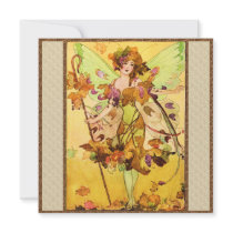 Autumn Fairy Butterfly Girl Invitations