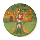 Autumn Fairy Pumpkin Cottage Fridge Magnet