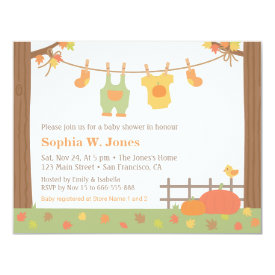 Autumn Fall Clothes Baby Shower Invitations