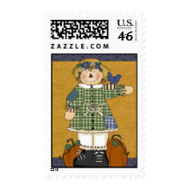 Autumn Fall Collection Pumpkin Girl Postage Stamps