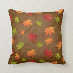 Autumn, Fall Color Leaves on Brown Background Pillow