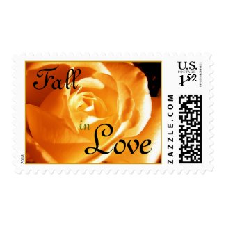 Autumn Fall in Love Wedding Rose Postage stamp