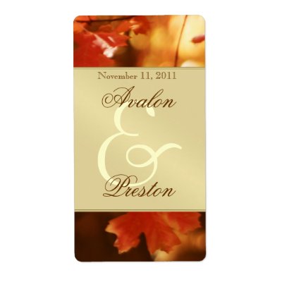 Autumn Fall Leaf Gold Wine Wedding Label