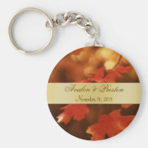 Autumn Fall Leaf Wedding Favor Gold Keychain