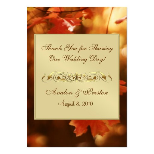 Autumn Fall Leaf Wedding Table Setting PlaceCard Business Card Templates (back side)