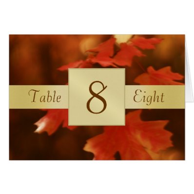 Autumn Fall Leave Table Number Folded Card