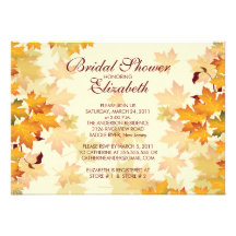 Autumn Fall Leaves Bridal Shower Invitation
