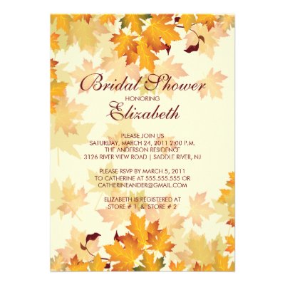 Autumn Fall Leaves Bridal Shower Invitation
