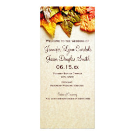 Autumn Fall Leaves Country Wedding Programs Rack Card Template