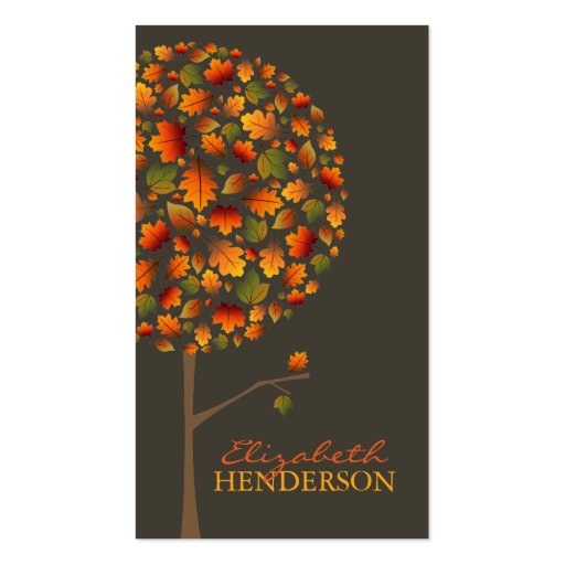 Autumn Fall Leaves Pop Tree Nature Business Card (front side)