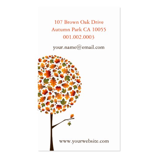 Autumn Fall Leaves Pop Tree Nature Business Card (back side)