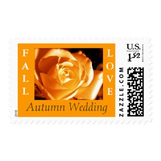 Autumn Fall Love Orange Rose Wedding Postage stamp