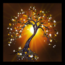 Autumn Fall Tree at Sunset posters