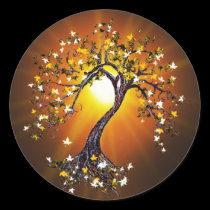 Autumn Fall Tree at Sunset Stickers stickers