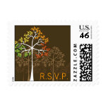 Autumn / Fall Trees on Brown Custom RSVP Stamps