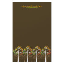 Autumn / Fall Trees on Brown Note Card Stationery by fat_fa_tin Autumn / Fall Trees on Brown Note Card Stationery