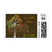 Autumn / Fall Trees on Brown Save The Date Stamps