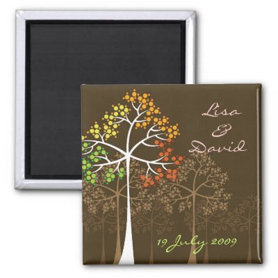 Autumn Fall Trees Save The Date Wedding Magnet