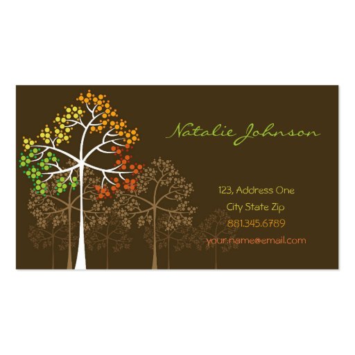Autumn Fall Trees Woodland Nature Modern Forest Business Card (front side)