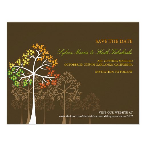 Autumn Fall Trees Woodland Wedding Save The Date Invite