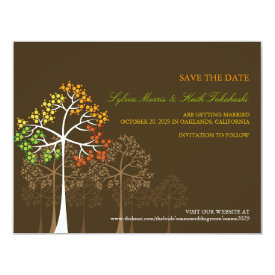 Autumn Fall Trees Woodland Wedding Save The Date 4.25x5.5 Paper Invitation Card