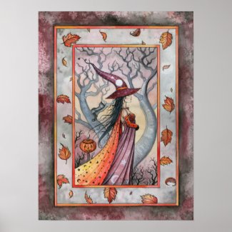 Autumn Fall Witch Wiccan Poster by Molly Harrison print
