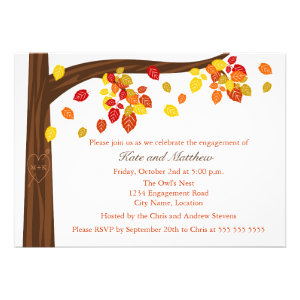 Autumn Falling Leaves Engagement Party Invitation