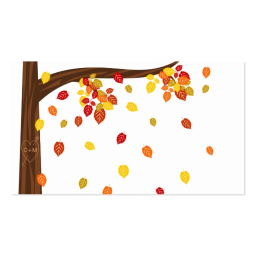 Autumn Falling Leaves Place Cards Business Cards (back side)