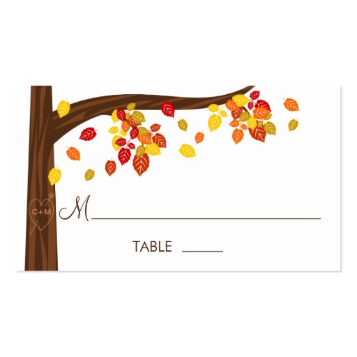 Autumn Falling Leaves Place Cards Business Cards (front side)