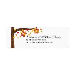 Autumn Falling Leaves Return Address Labels label